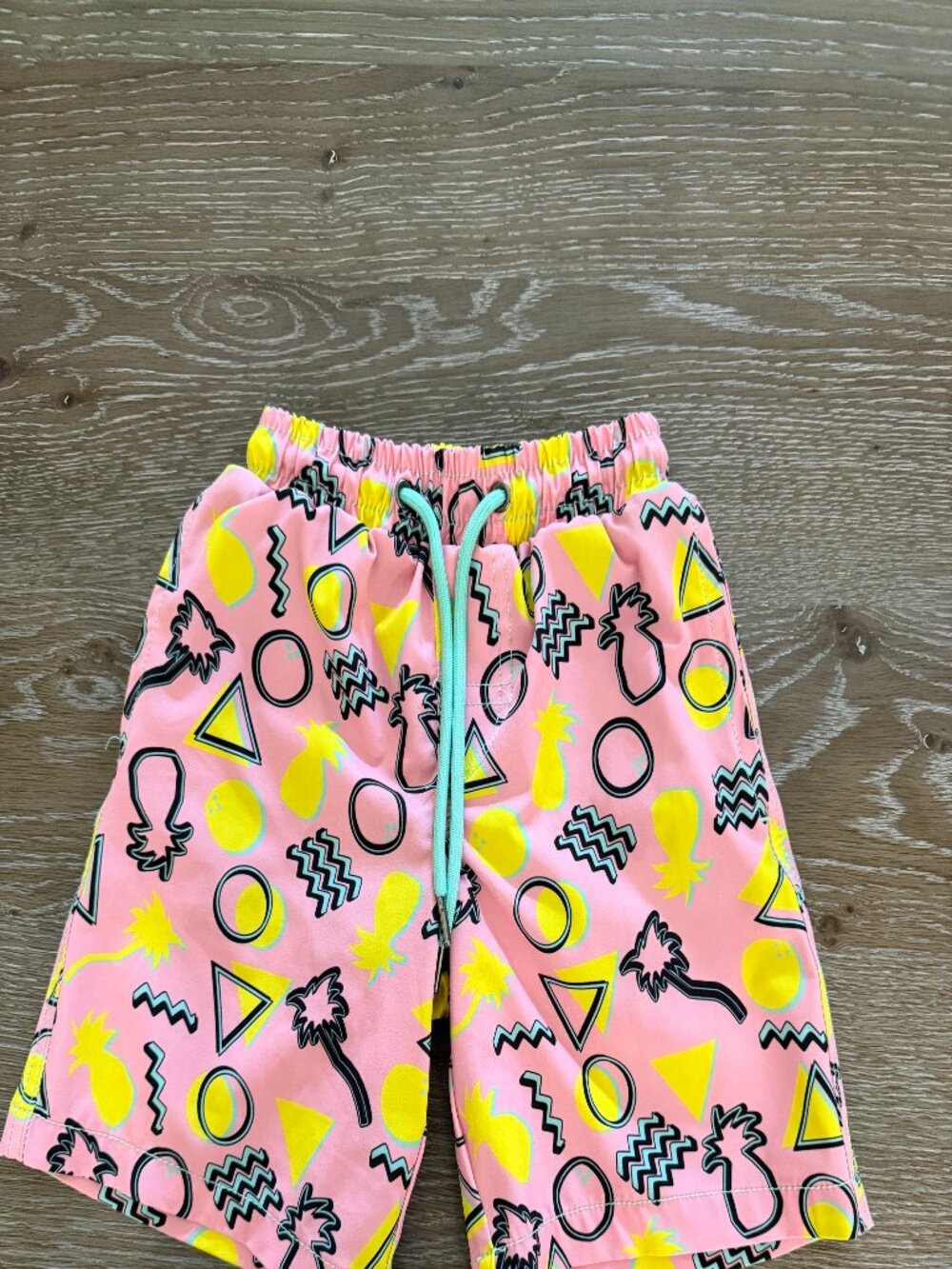 Boys Beach Bros. pink pineapple lined swim trunks bathing suit size 8